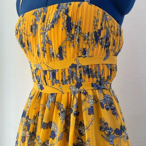 Aqua Floral Maxi Dress in Yellow & Blue Size 0 - Picture 3 of 13